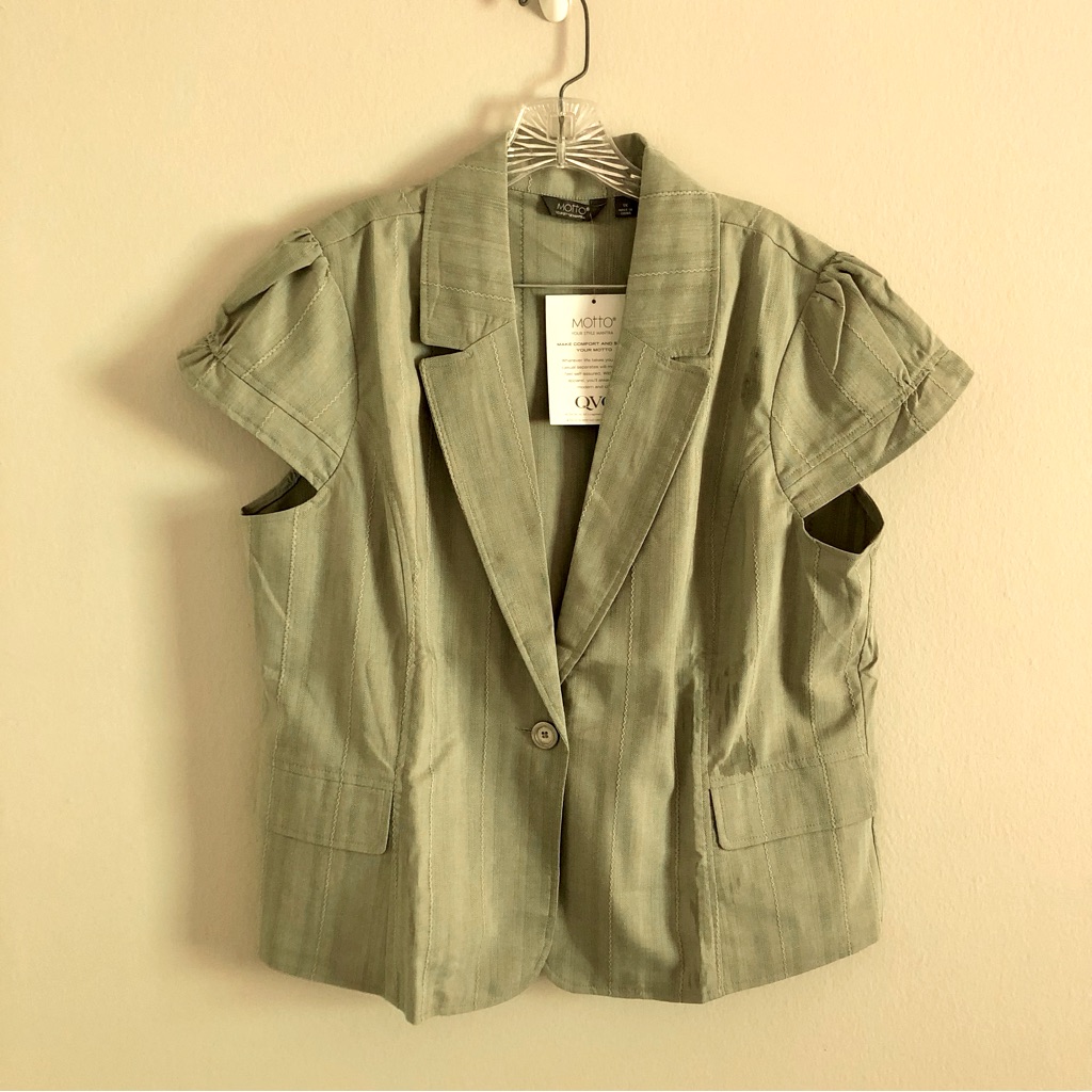 Nwt Qvc Motto Plus Size Sage Green Short Sleeve Jacket Vest